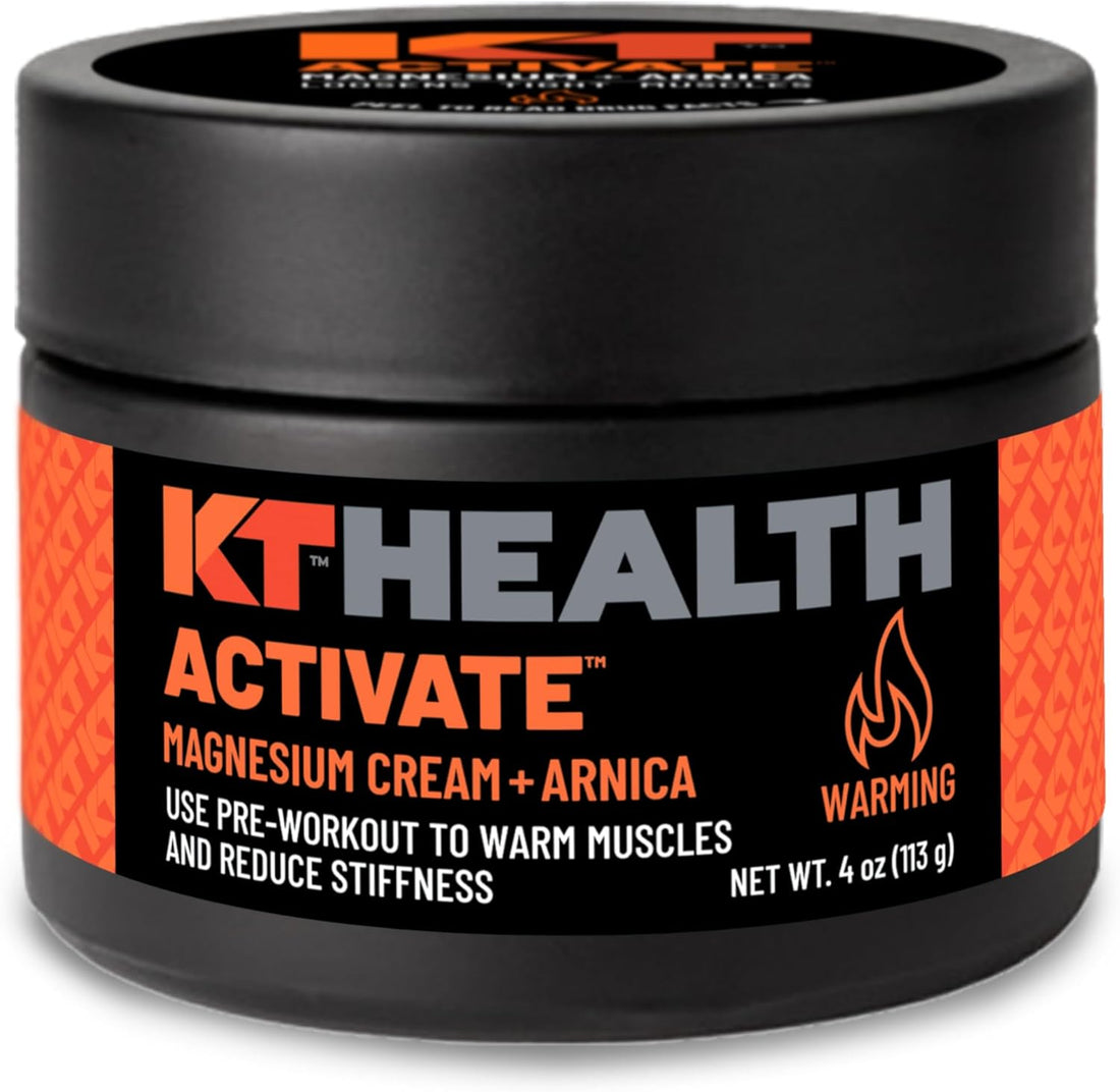 KT Health, Magnesium Cream, Activate - Warms & Loosens Tight Muscles - Use Pre-Workout to Reduce Stiffness