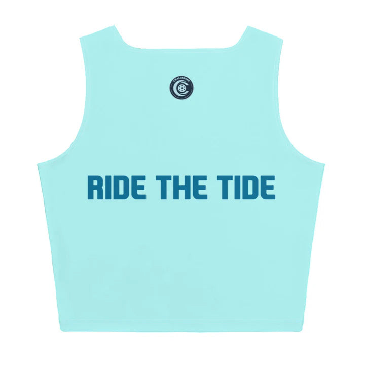 BAY AREA BREAKERS REPLICA WOMEN'S SLEEVELESS CROP TOP - TURQUOISE "RIDE THE TIDE" - UPF 50+